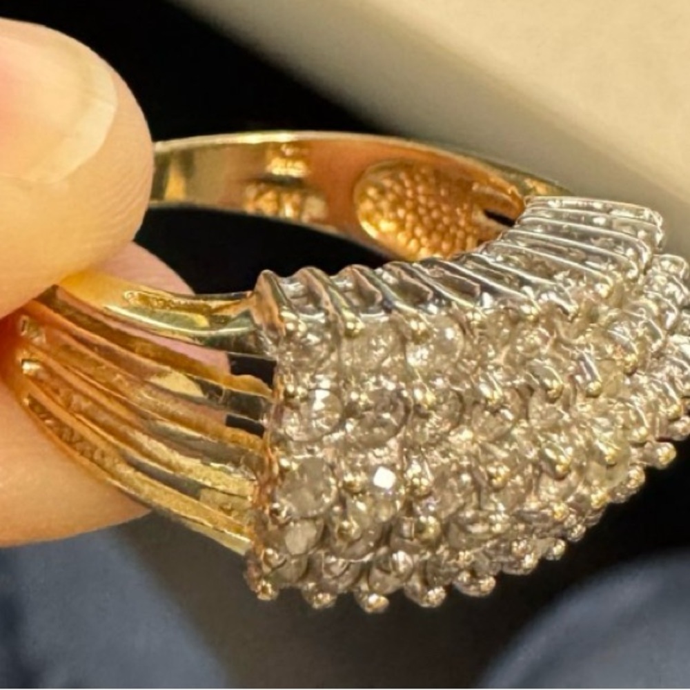 3/4 14kt Yellow Gold Arch Dome Diamond Ring - Picture 6 of 9